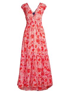 Платье макси А-силуэта с принтом Hilda Ro&apos;s Garden, розовый