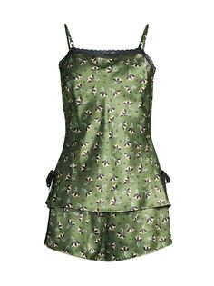 Пижамный комплект Empress с цветочным принтом Morgan Lane, зеленый
