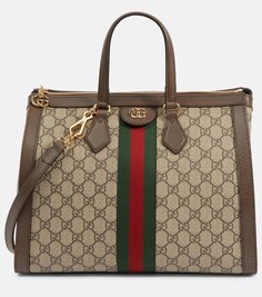 Сумка-тоут Ophidia GG среднего размера Gucci, коричневый