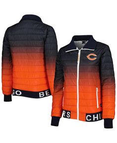 Женская темно-оранжевая куртка-пуховик с молнией во всю длину и цветными блоками Chicago Bears The Wild Collective