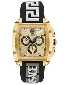 Мужские швейцарские часы Dominus с черно-белым силиконовым ремешком и хронографом 42x50 мм Versace