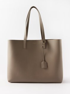 Кожаная сумка-тоут для покупок Saint Laurent, коричневый