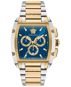 Мужские швейцарские часы Dominus с двухцветным браслетом и хронографом 42x50 мм Versace