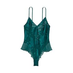 Боди Victoria&apos;s Secret Archives Burnout Satin Teddy, изумрудно-зеленый