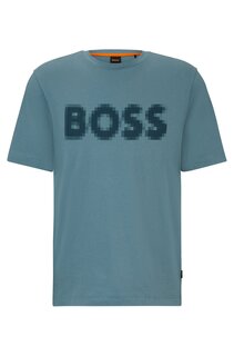 Футболка Boss Cotton-jersey Relaxed-fit With Logo Artwork, светло-зеленый