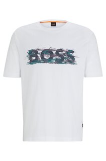 Футболка Boss Cotton-jersey Relaxed-fit With Logo Artwork, белый