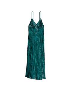 Платье-сорочка Victoria&apos;s Secret Archives Burnout Satin, изумрудно-зеленый