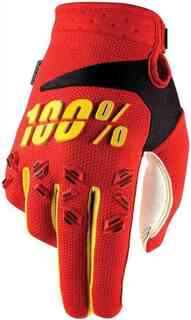 100% Airmatic Молодежные мотокросс перчатки, красный/желтый