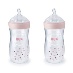 Бутылочки для кормления 2 шт. по 260 мл Nuk Simply Natural with SafeTemp, розовый