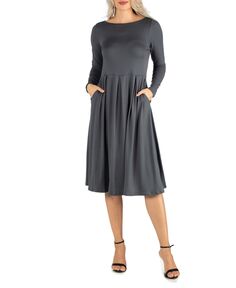 Женское платье миди с пышной юбкой и пышной юбкой 24seven Comfort Apparel, серый