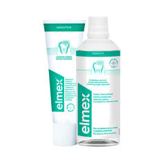 Elmex Sensitive Plus набор: жидкость для полоскания рта, 400 мл + зубная паста, 75 мл