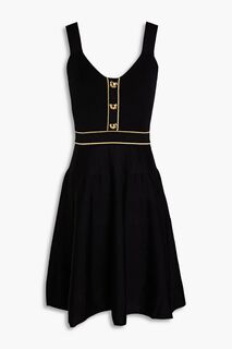 Платье мини из рифленой шерсти в рубчик MOSCHINO, черный
