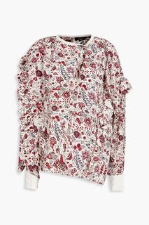 Kacila блузка из шелкового крепдешина со сборками и цветочным принтом ISABEL MARANT, экру