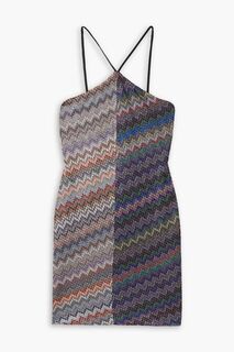 Мини-платье крючком в металлизированную полоску MISSONI, серебряный