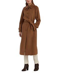 Женское длинное пальто с запахом и поясом Lauren Ralph Lauren