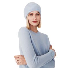 Женская шапка крупной вязки из 100% чистого кашемира Style Republic, синий