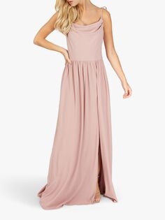 Платье макси с воротником-хомутом Little Mistress, розовая норка