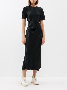 Платье миди daika из жатого атласа Acne Studios, черный