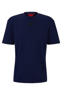 Футболка Hugo Interlock-cotton With Stacked Logo, темно-синий