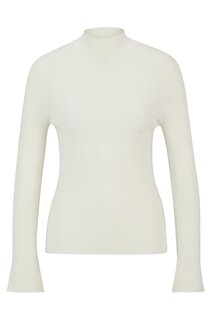 Водолазка Boss High-neck In A Ribbed Knit, белый