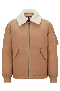 Куртка Boss Water-repellent With Faux-fur Collar, бежевый