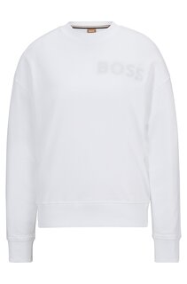 Свитшот Boss Relaxed-fit Cotton-blend With Logo Detail, белый