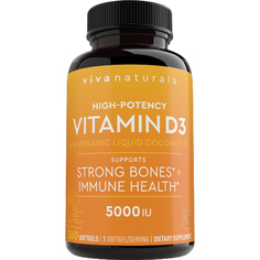 Витамин D3 Viva Naturals 5000 МЕ (125 мкг), 360 мягких капсул