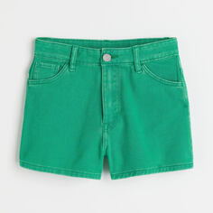 Свободные высокие джинсовые шорты H&amp;M, зеленый H&M
