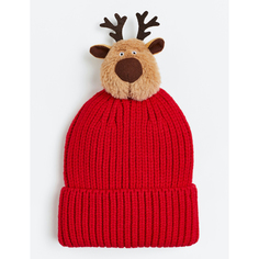 Ребристая шапка с помпоном H&amp;M Reindeer, красный/корчневый H&M