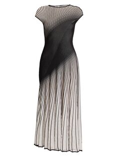 Трикотажное платье-миди со складками Alaïa, слоновая кость
