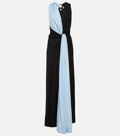 Платье макси из джерси с драпировкой Bottega Veneta, черный