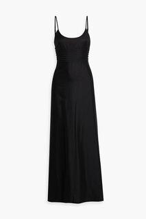 Платье макси Prudence из смесового льна с вырезом SIMKHAI, черный