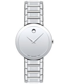 Женские часы с браслетом из нержавеющей стали со швейцарским сапфиром, 28 мм Movado, серебро