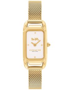 Женские часы Cadie с сетчатым браслетом из нержавеющей стали, 17,5 x 28,5 мм COACH, золотой