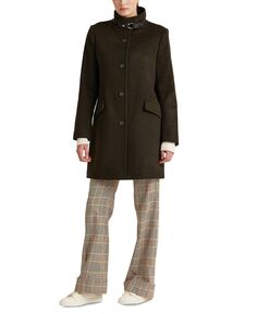 Женское пальто с воротником-пряжкой для миниатюрных размеров Lauren Ralph Lauren, черный