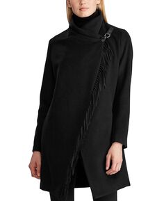 Женское пальто с бахромой и запахом Lauren Ralph Lauren, черный
