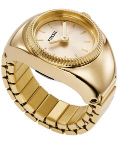 Женские часы-кольцо, двустрелочные часы-браслет из нержавеющей стали золотистого цвета, 15 мм Fossil, золотой