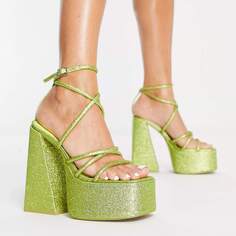 Босоножки Asos Design Nutcracker Extreme Platform Heeled, зеленый