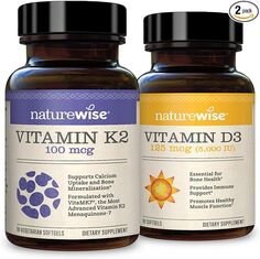 NatureWise Витамин K2 + Витамин D3 5000 МЕ (запас на 3 месяца — 90 мягких таблеток в бутылке)