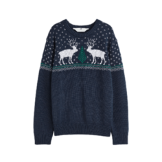 Джемпер H&amp;M Jacquard-knit Sweater, темно-синий H&M