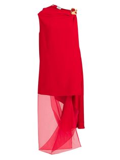 Асимметричное платье-миди FERRAGAMO, красный