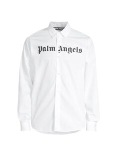 Классическая рубашка с воротником и логотипом Palm Angels, белый