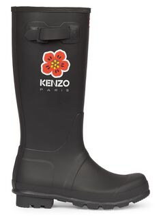 Резиновые сапоги KENZO x Hunter с логотипом Poppy KENZO, черный