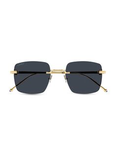 Солнцезащитные очки Pasha 52MM прямоугольной формы с покрытием из 24-каратного золота Cartier, золотой