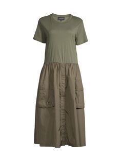 Платье-футболка из хлопка и ракушек Cynthia Rowley, зеленый