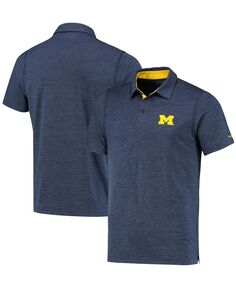 Мужская темно-синяя рубашка-поло с омни-оттенком Michigan Wolverines Tech Trail Space Dye Columbia