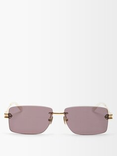 Квадратные металлические солнцезащитные очки Bottega Veneta, золото