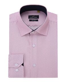 Мужская деловая рубашка с длинным рукавом и геометрическим рисунком на пуговицах Azaro Uomo, розовый