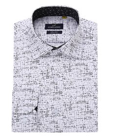 Мужская деловая рубашка с длинным рукавом и геометрическим рисунком на пуговицах Azaro Uomo, белый