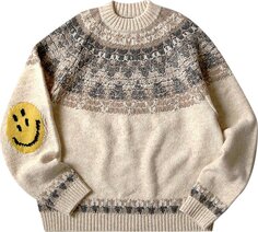 Свитер Kapital 5G Wool Nordic Smilie Patch Raglan Sweater &apos;Ecru&apos;, кремовый